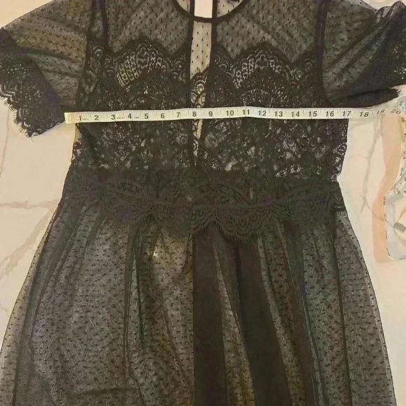 Free People Sheer Crochet Lace Embroidered Maxi Dress Top Black Size Small - Picture 10 of 12
